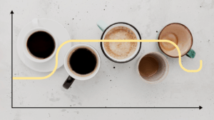 coffee cups and growth chart